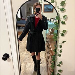 DKNY Abby Double Breasted Elegant Black Women's Trench Coat